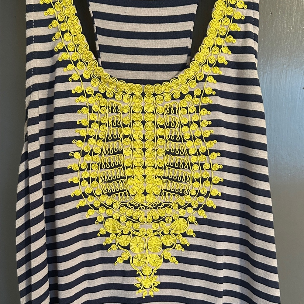 Striped Tank Top with Yellow Embroidery Small - Picture 8 of 8
